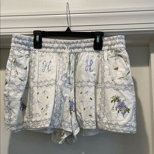 Elegant High Waist Embroidered White Shorts